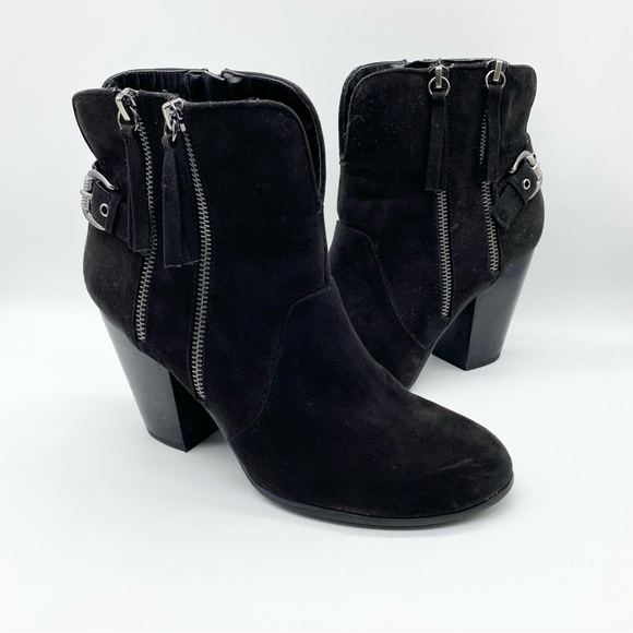 Carlos-Black- Western Style Heel Ankle bootie 10 - Picture 2 of 8